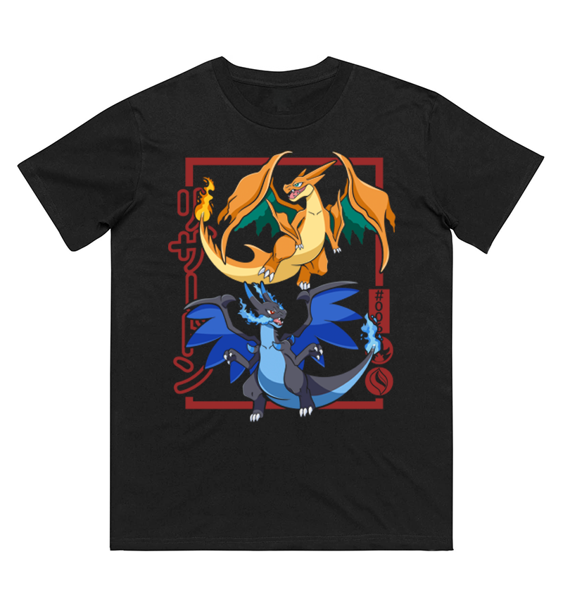 Summer Edit Clothing - Pokémon Charizard Evolution Baskılı Tişört Erkek