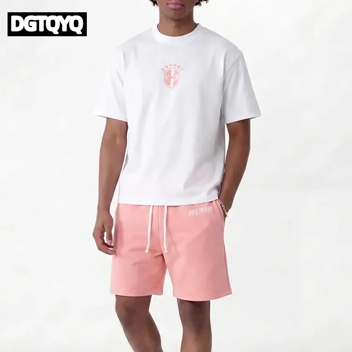 Summer Clothing Sets Women - Erkek Yazlık Yeni Pembe İşlemeli Günlük