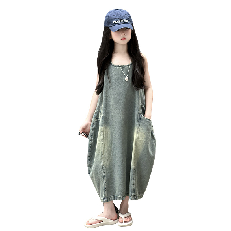Summer Kids Clothing - Vintage Mavi Çocuk Kız Yüksek Kaliteli