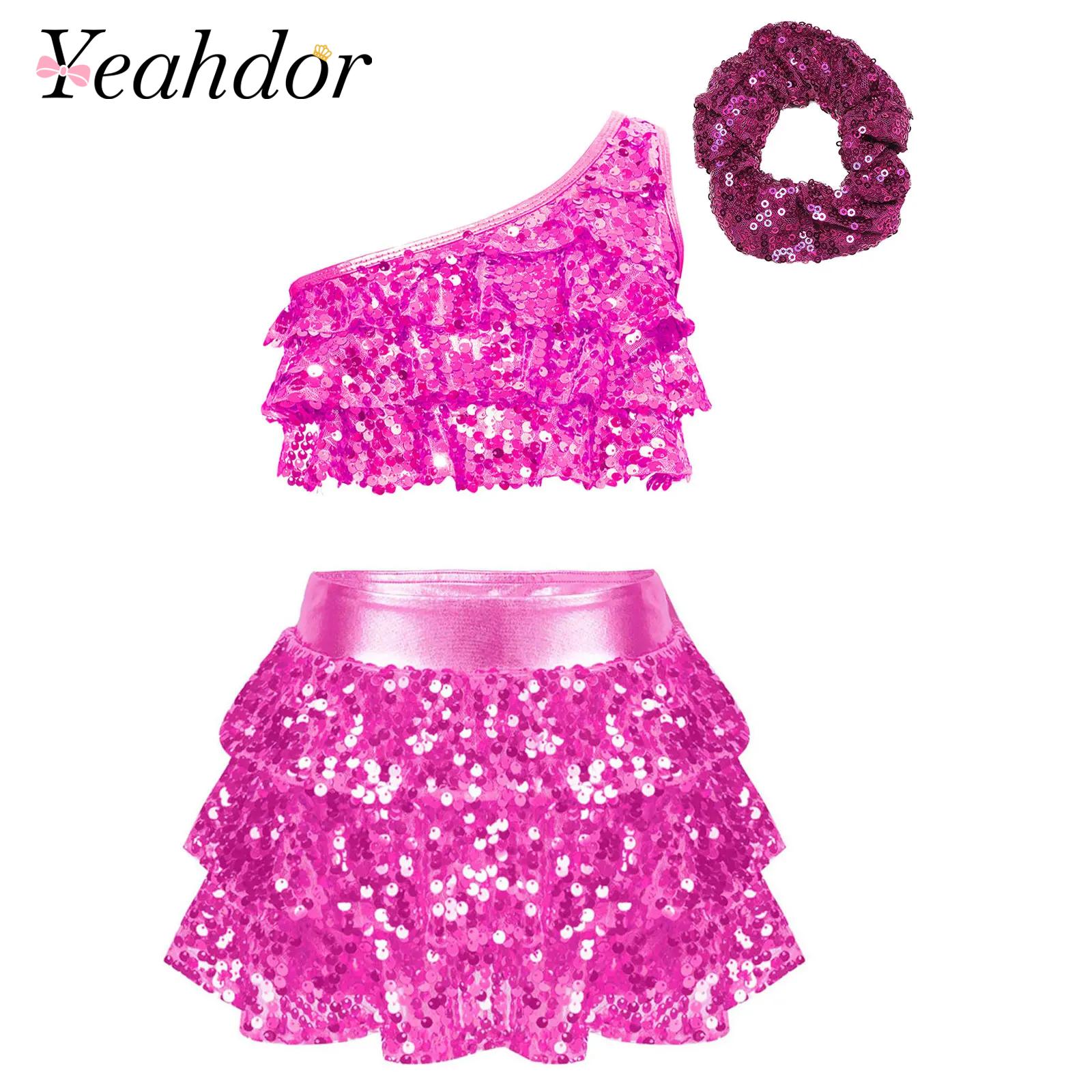Summer Kids Clothing - Çocuk Kız Parlak Pul Latin Caz