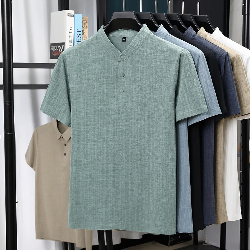 Erkek Mandarin Yaka Yarım Düğm - Summer Clothing Men Linen incelemesi ve fiyatı