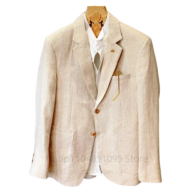 Bej Keten Takım Elbise Ceket e - Summer Clothing Men Linen incelemesi ve fiyatı