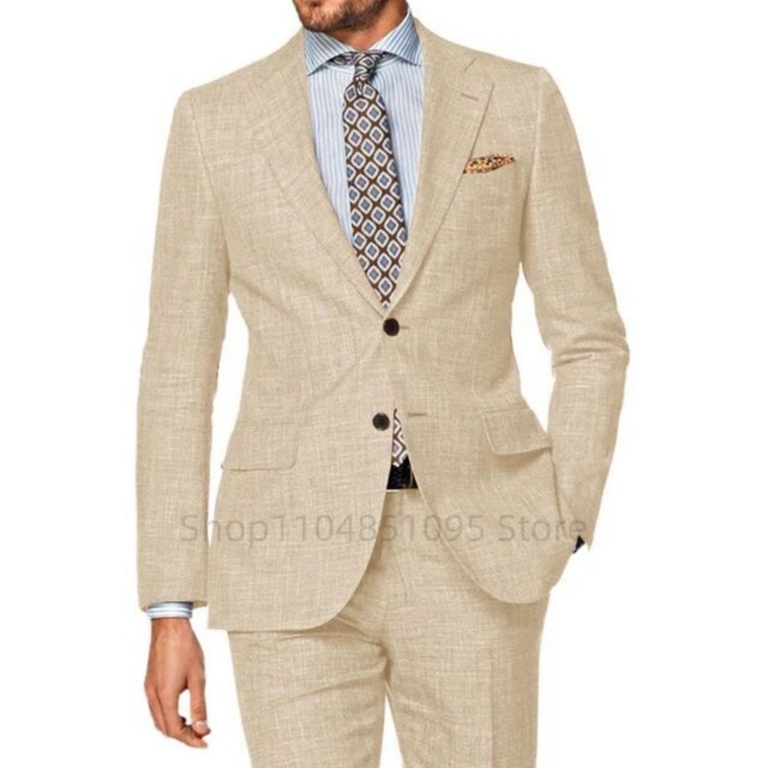 Beyaz Keten 2 Parça Erkek Takı - Summer Clothing Men Linen incelemesi ve fiyatı